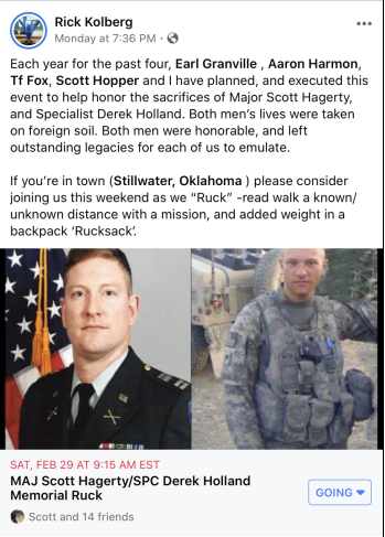 MAJ Scott Hagerty/SPC Derek Holland Memorial Ruck