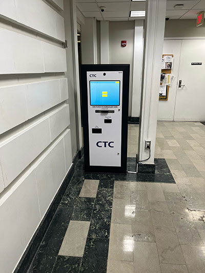 Web deposit kiosk in lobby